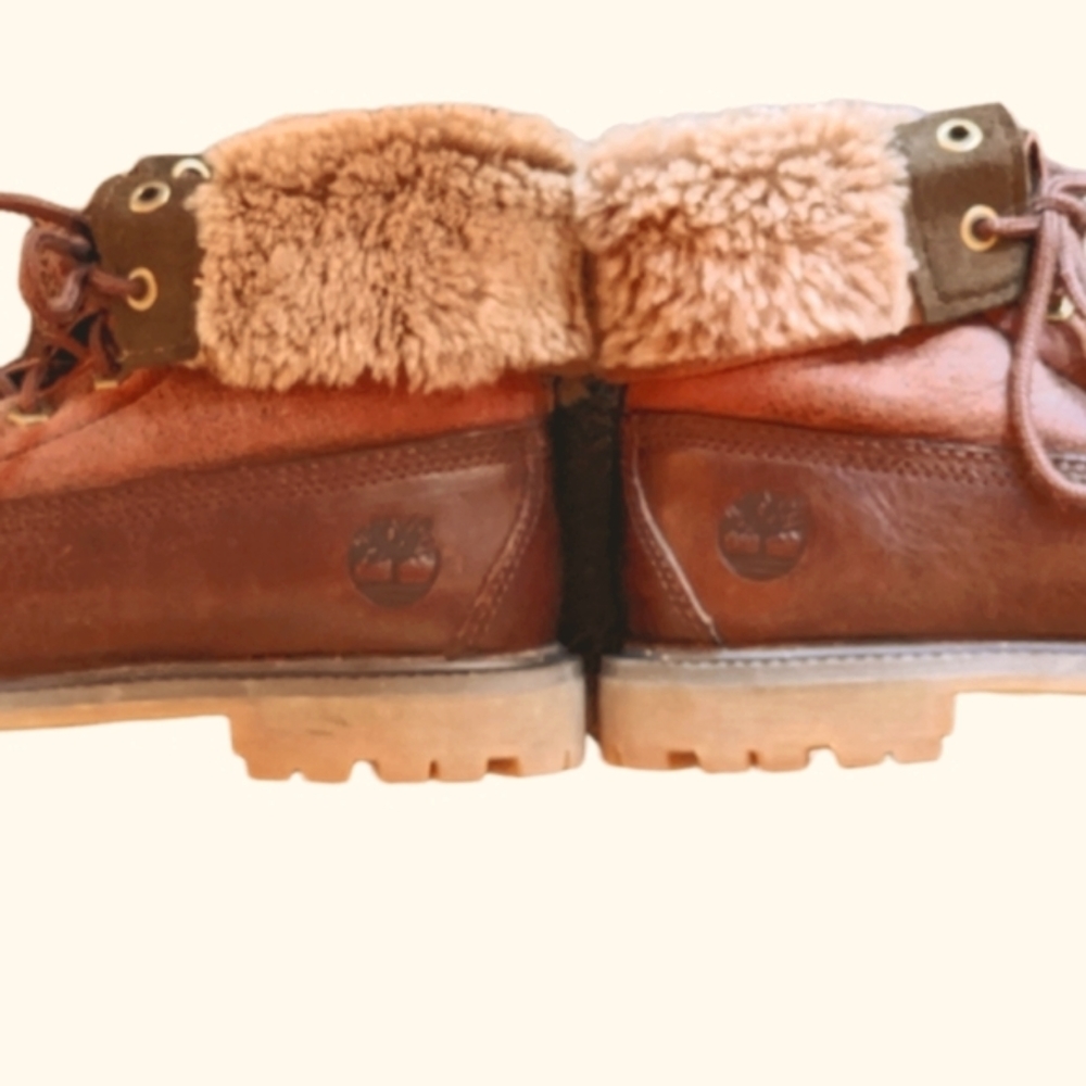 VGUC Brown TIMBERLAND Jayne Fold Down Roll Top Chunky Lug Sole Combat Bo… - Picture 9 of 11